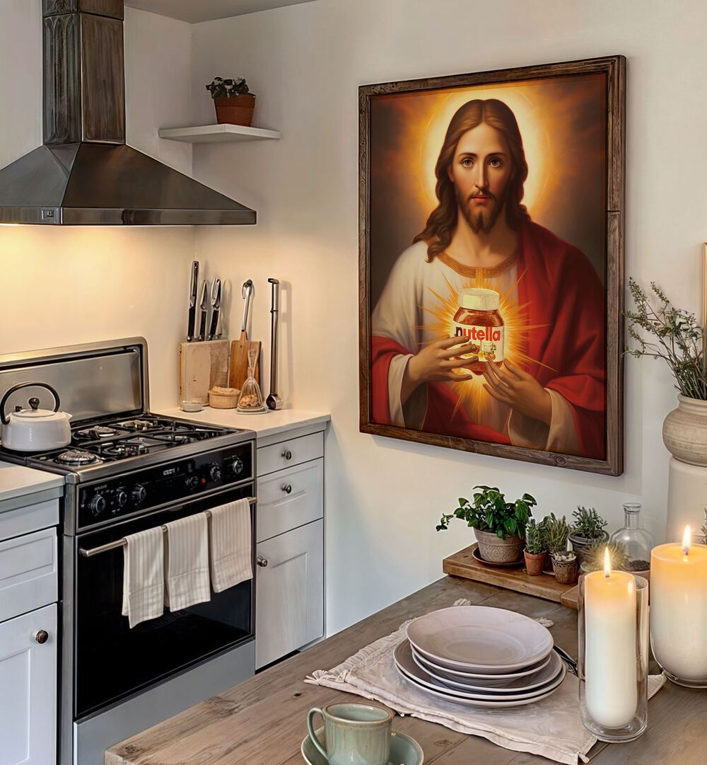 “SWEET LORD, ALTERED ART PRINTS” by Dikhotomy adds personality to your kitchen with a captivating, humorous touch.