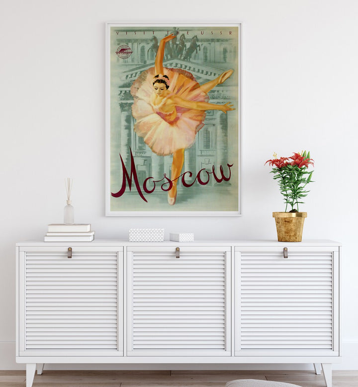 Moscow I Vintage Travel Posters showcase the city's charm with iconic ballet imagery and historic landmarks.