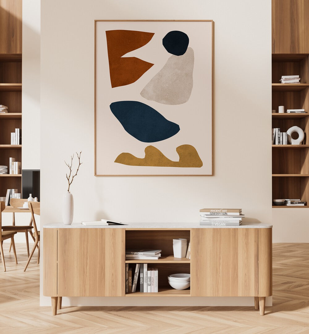 Stylish living room featuring EXPRESSIVE VII, GEOMETRIC ART PRINTS, enhancing artistic expression and creativity.