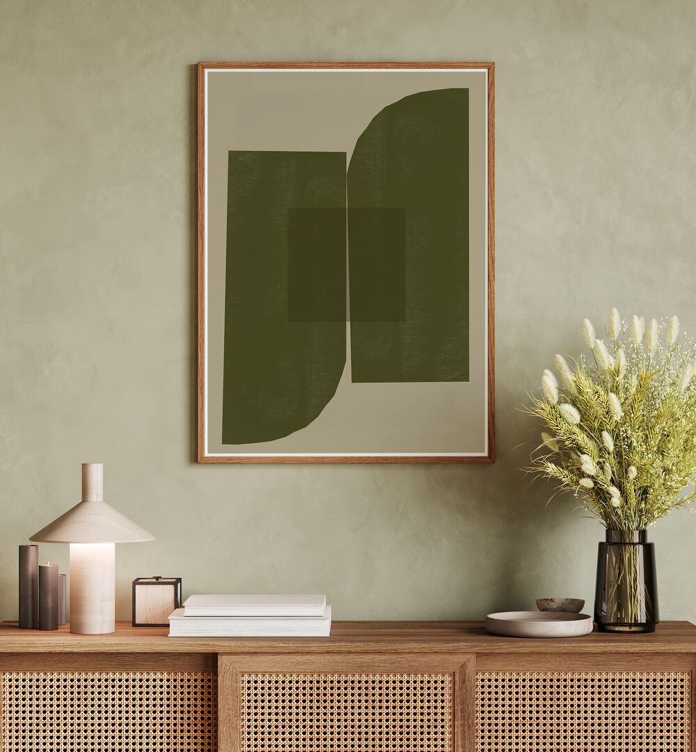 Elegant GREEN COMPOSITION II, ABSTRACT PAINTINGS from The Miuus Studio enhances your space with modern artistic flair.