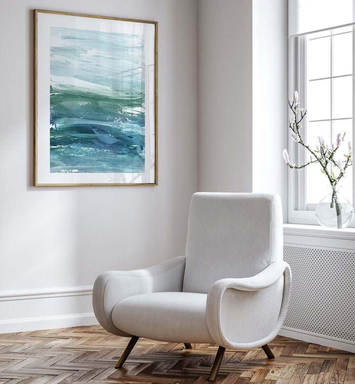 WAVES IN WAVES, ABSTRACT PAINTINGS enhance your decor with serene colors, perfect for any modern living space.