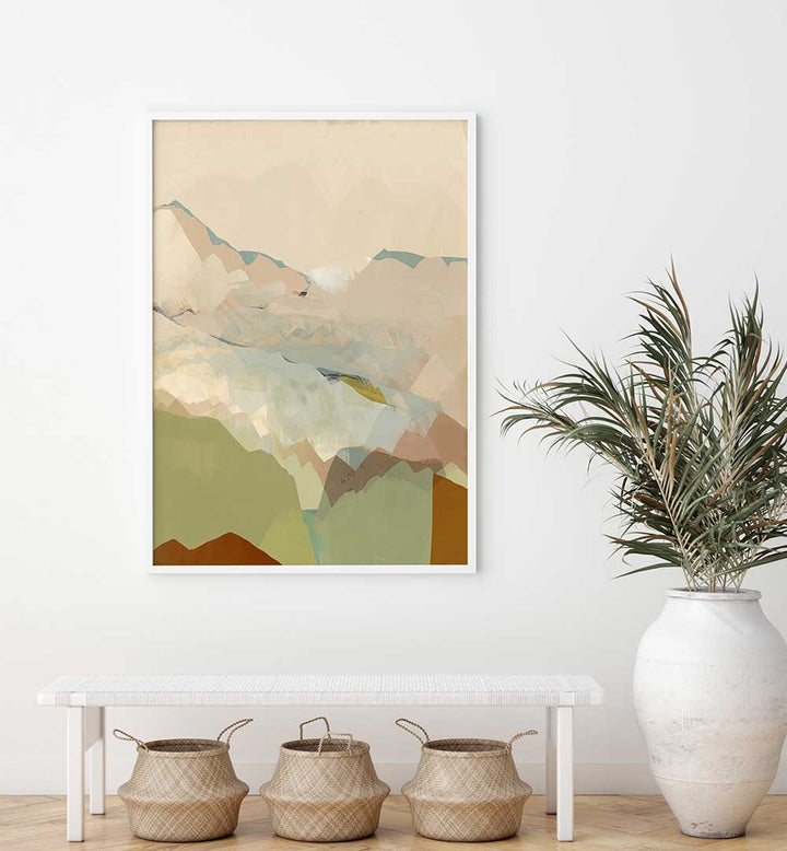 Enhance your home with the PEACHY MOUNTAIN RANGE I, LANDSCAPE PAINTINGS, showcasing stunning colors and textures.