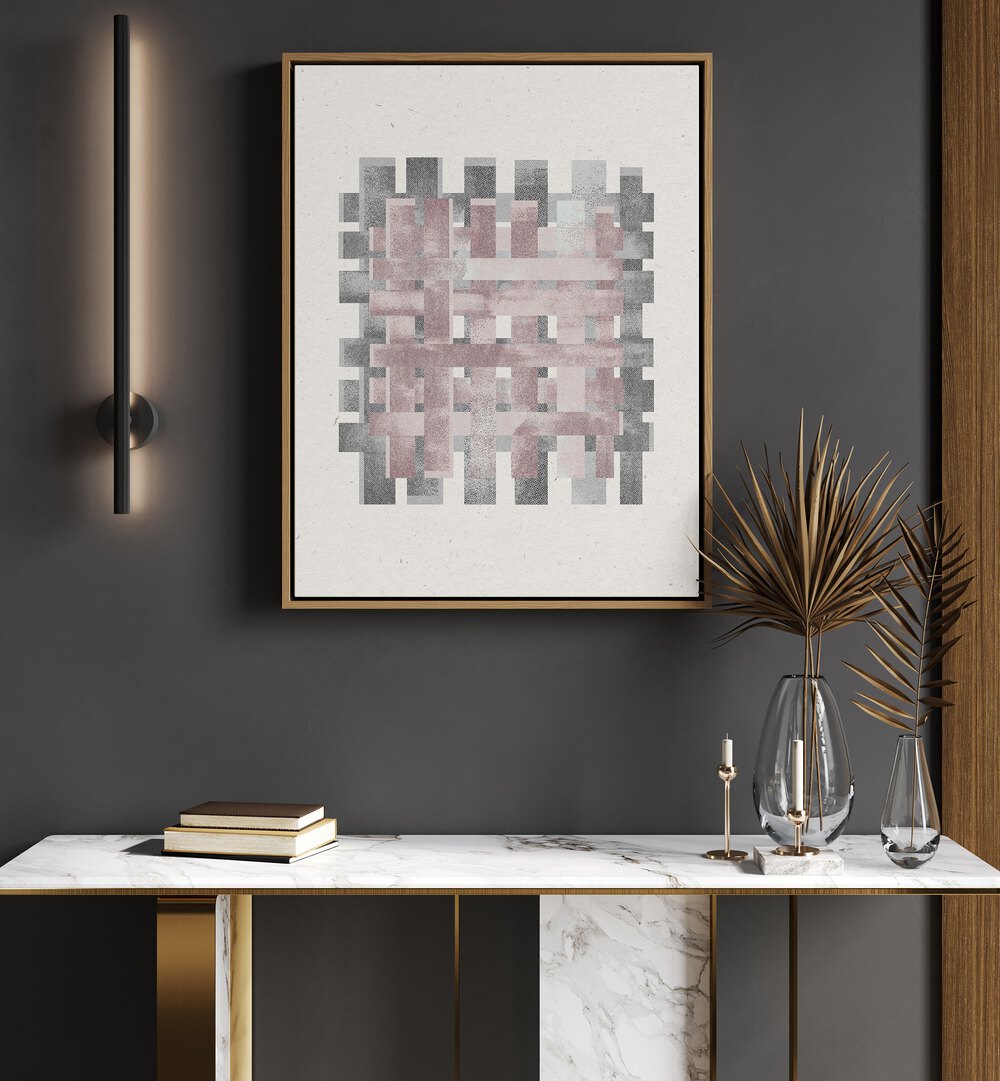 Stylish interior featuring PATTERN NO.1, ABSTRACT PAINTINGS, enhances modern decor with bold colors and intricate designs.