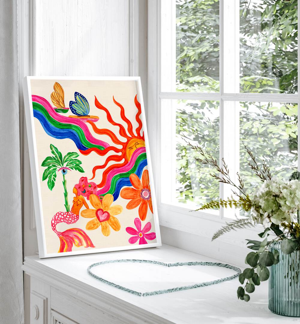 SUN AND FLOWERS , KIDS ROOM PAINTINGS