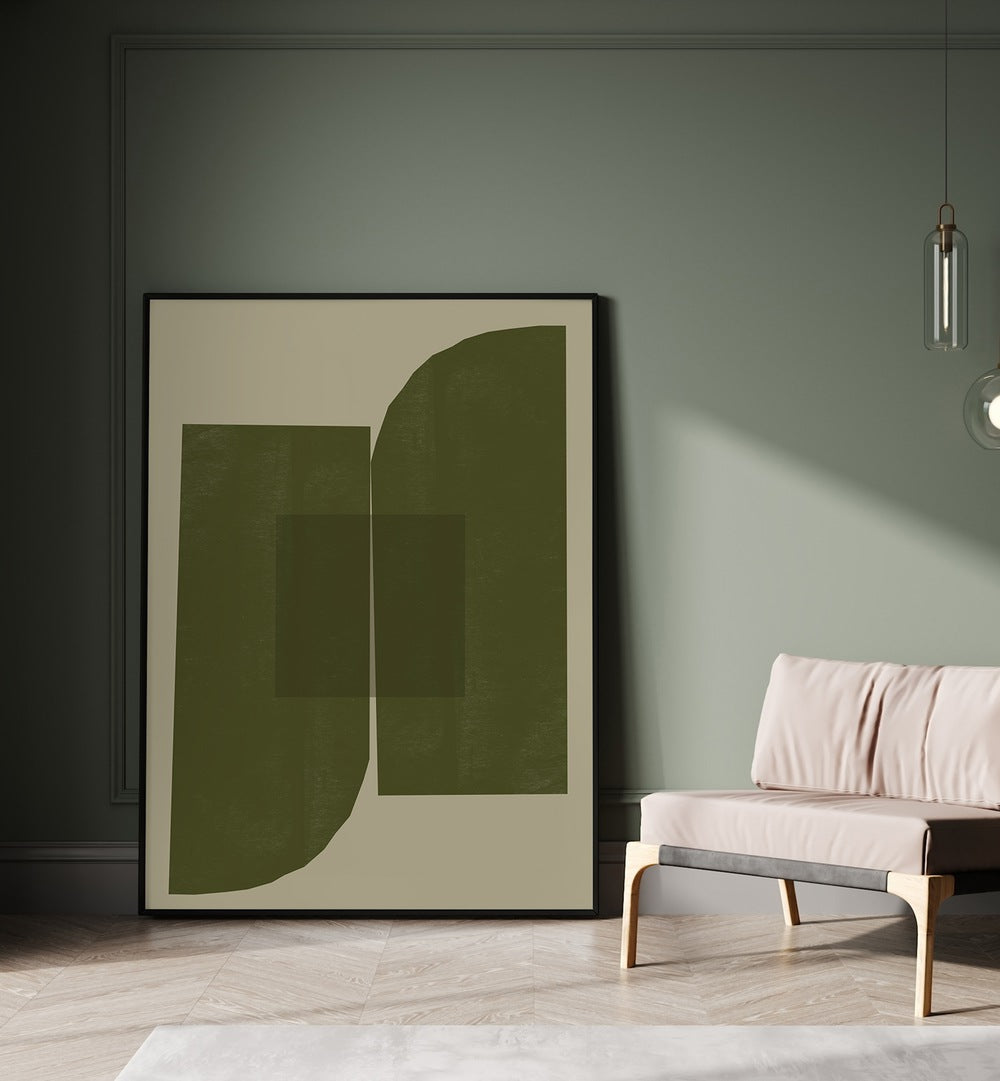 Elegant GREEN COMPOSITION II, ABSTRACT PAINTINGS by The Miuus Studio transforms your space with harmonious colors.