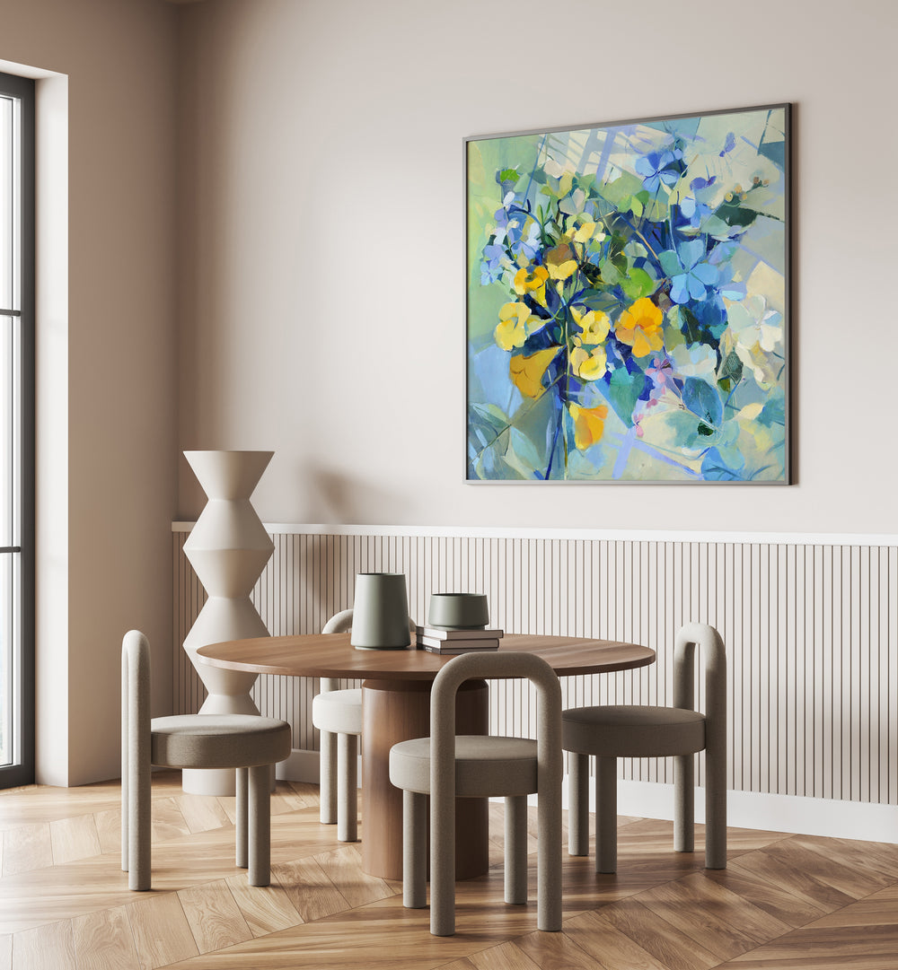 Bright and colorful WELLOW OIL, ABSTRACT PAINTINGS enrich modern interiors, enhancing wellness and aesthetics.