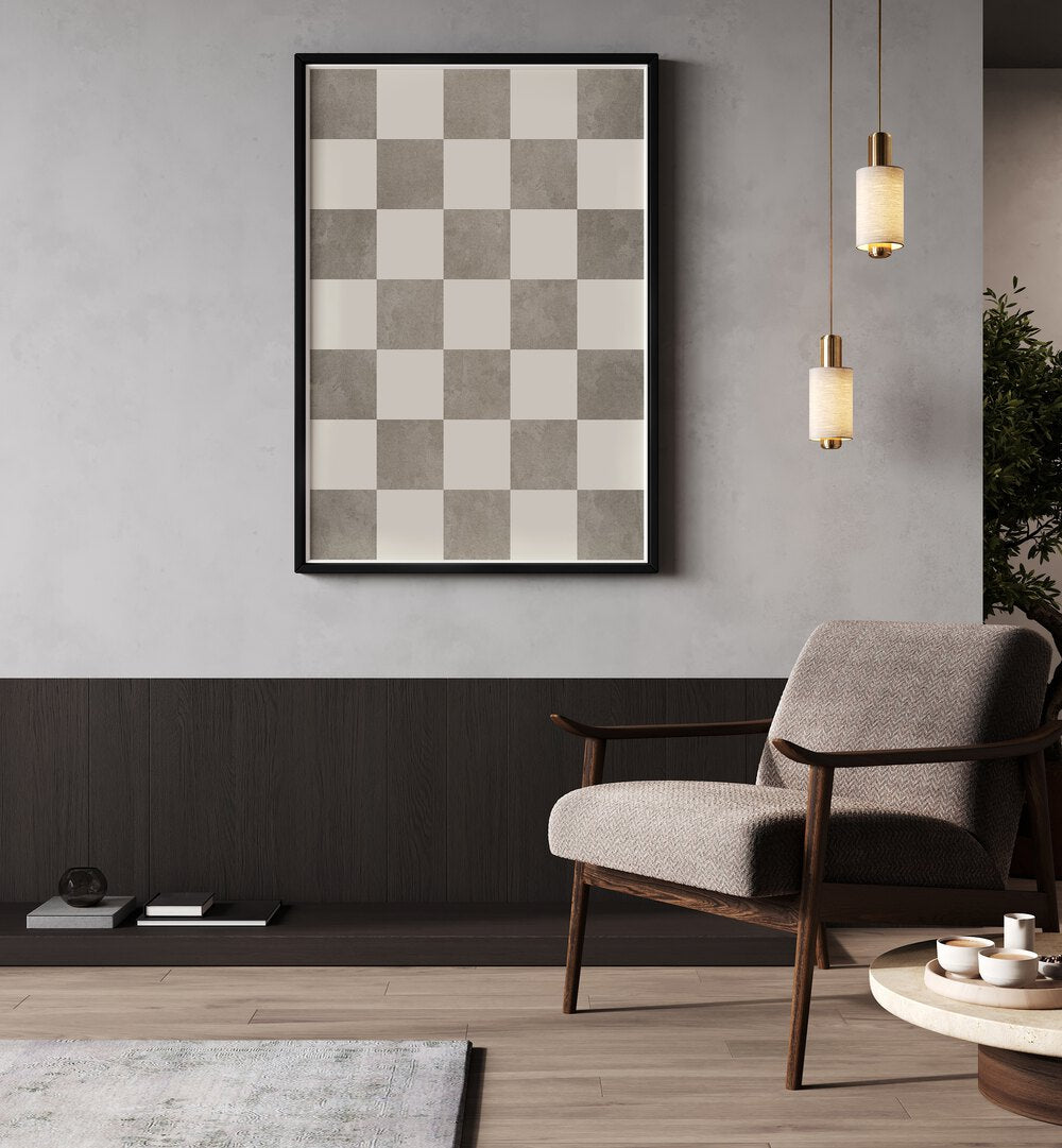 Geometric Rhythm art print displayed in a modern living space, enhancing decor with stylish geometric art prints.