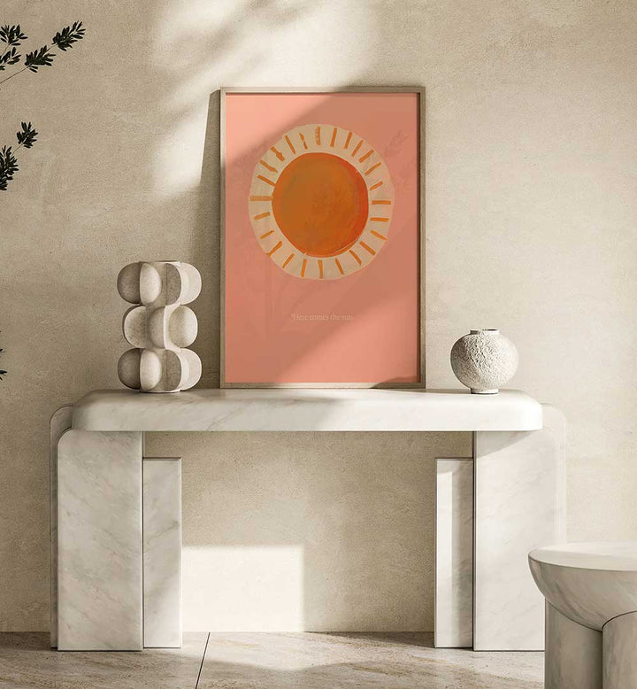 Bright HERE COMES THE SUN , KIDS ROOM PAINTINGS with warm sun design brightens kids’ rooms by UrbanNest Decor.