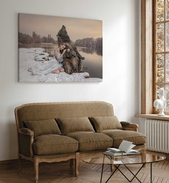 CUDDLING BEAR  , PHOTOGRAPHY PRINTS