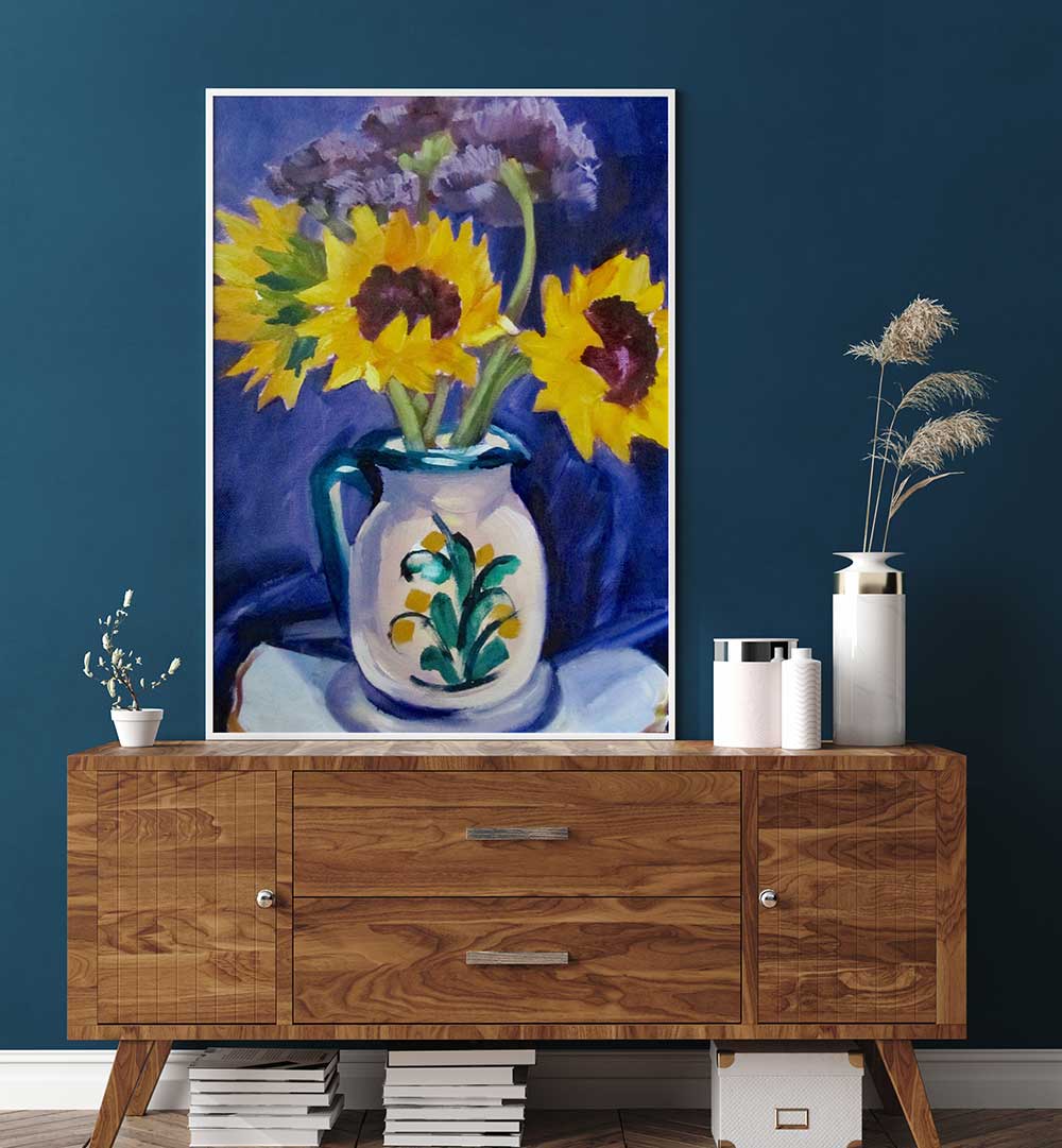 SANGRIA PITCHER , FLORAL FLOWER PAINTINGS