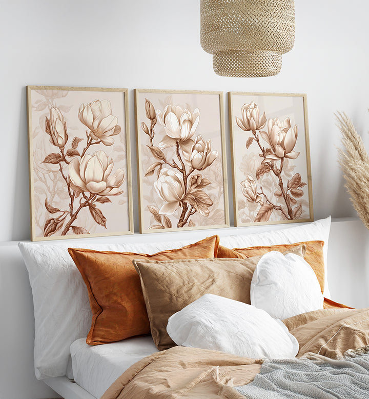 MAGNOLIA GRACE , SET OF 3 PAINTINGS