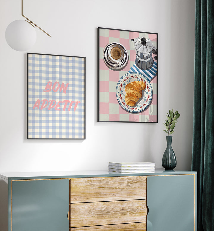 CROISSANT & COFFEE , SET OF 2 PAINTINGS