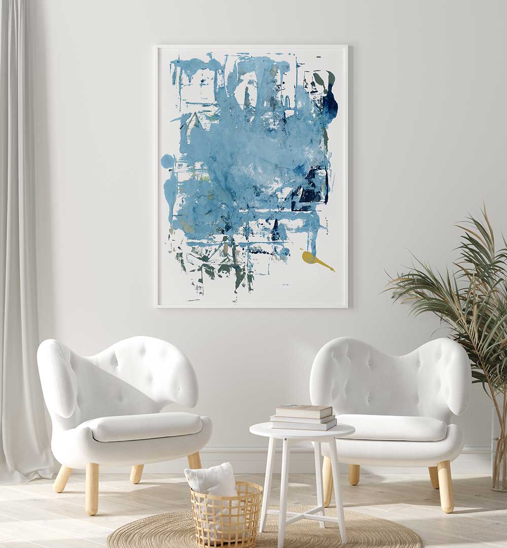 Elevate your space with ABSTRACT BLUE SCRAPES I, a captivating acrylic painting perfect for modern decor.