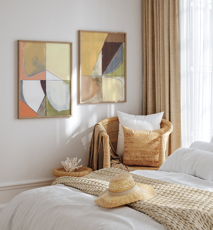 AMBER GEOMETRY , SET OF 2 PAINTINGS