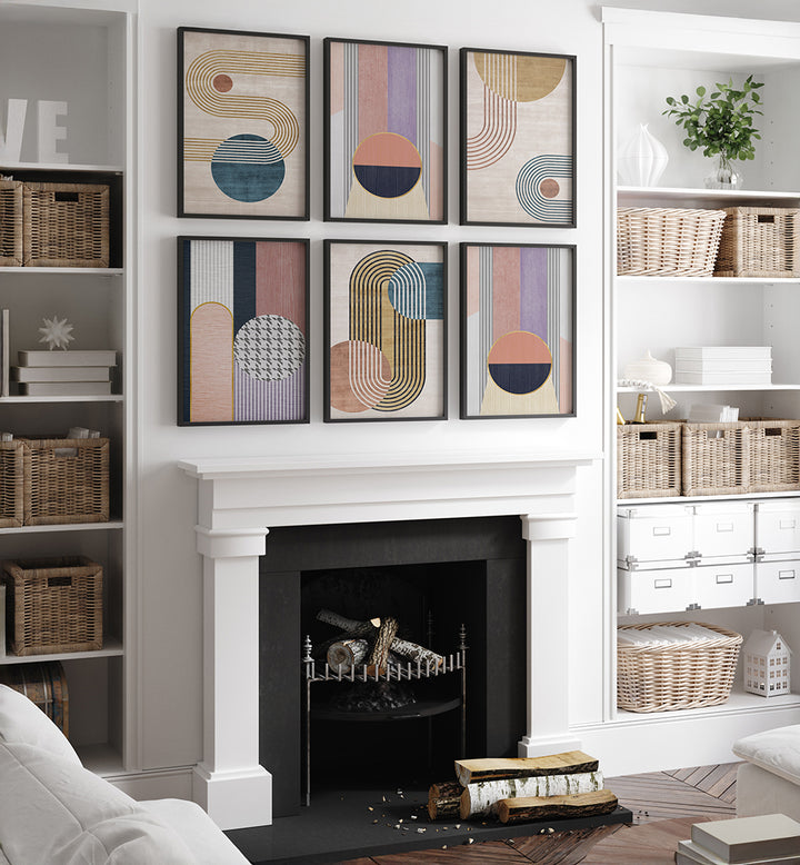 RETRO GEOMETRY, SET OF 6 PAINTINGS