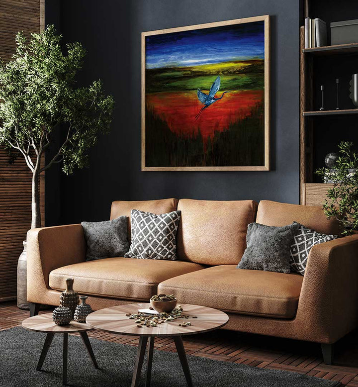 HERON SUN AND WATER , ANIMAL PAINTINGS