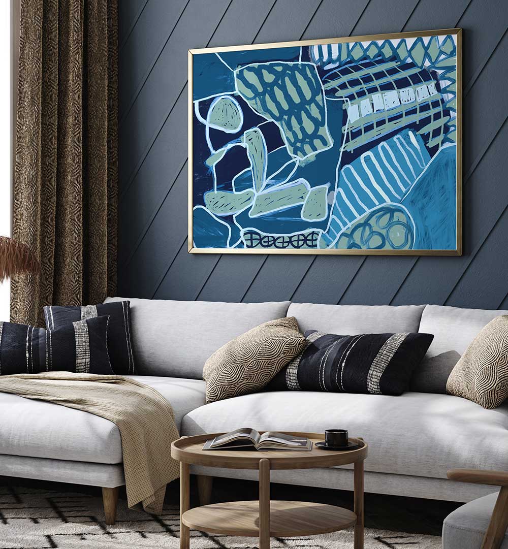 BLUE ABSTRACT A PLACE IN TIME , ABSTRACT PAINTINGS