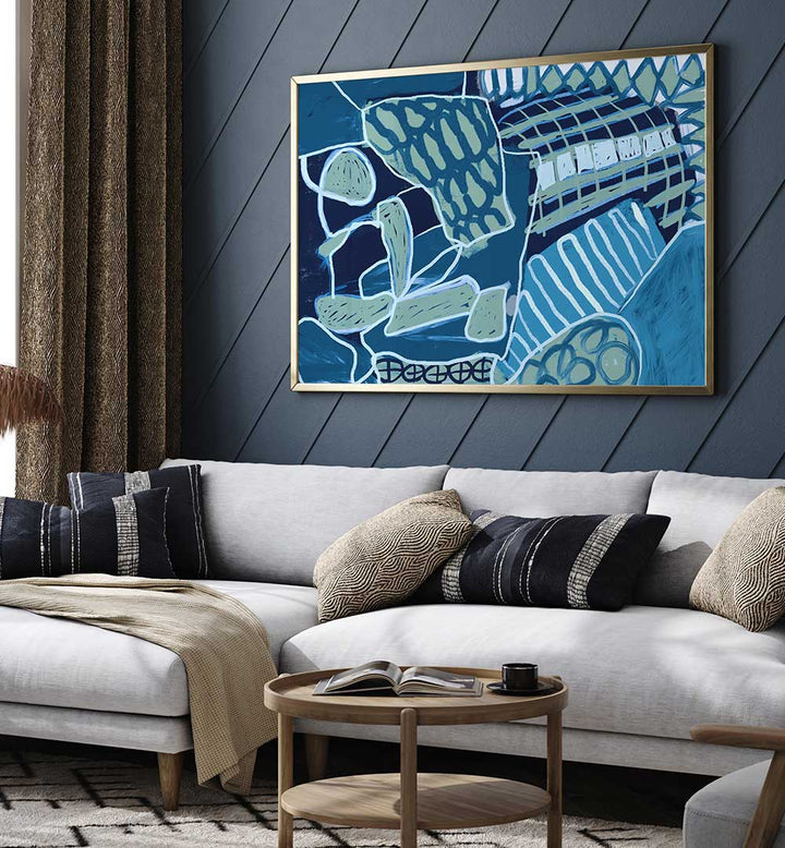 BLUE ABSTRACT A PLACE IN TIME , ABSTRACT PAINTINGS