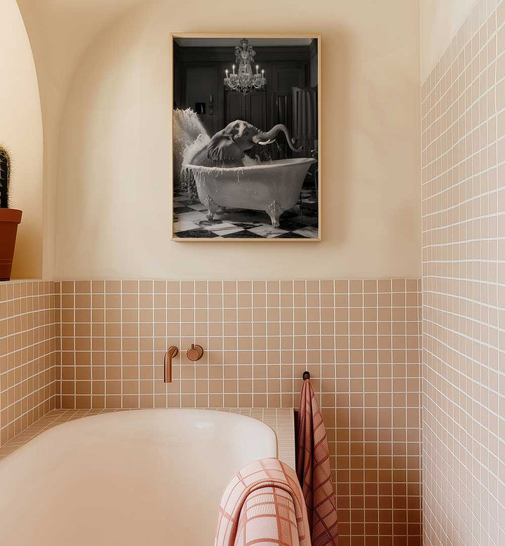 BIG ELEPHANT SPLASH , BATHROOM ART PRINTS