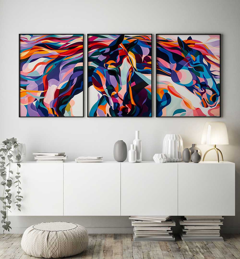 PRISMATIC RIDE , SET OF 3 PAINTINGS