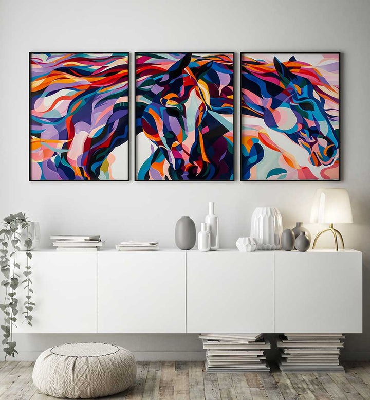 PRISMATIC RIDE , SET OF 3 PAINTINGS
