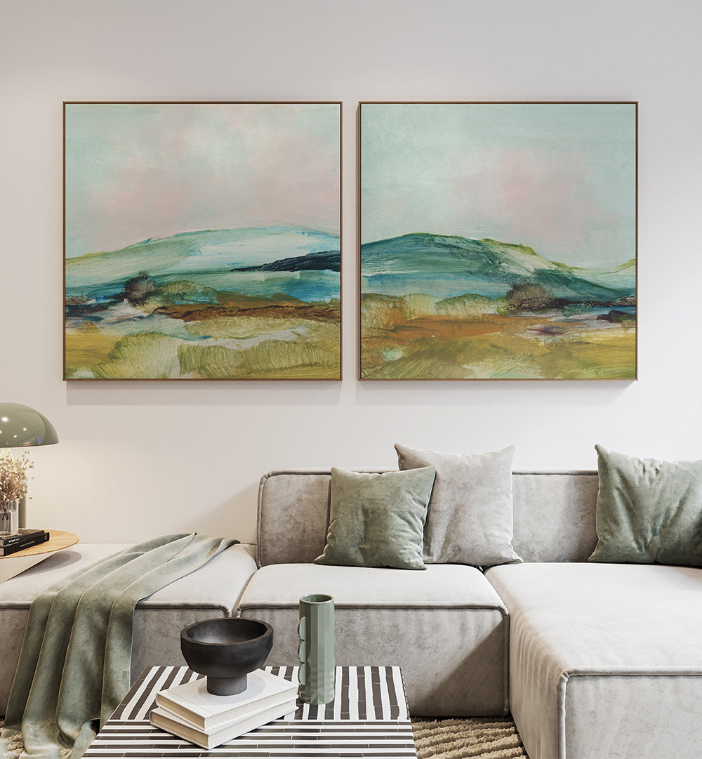 COUNTRY HILLS SET , SET OF 2 PAINTINGS