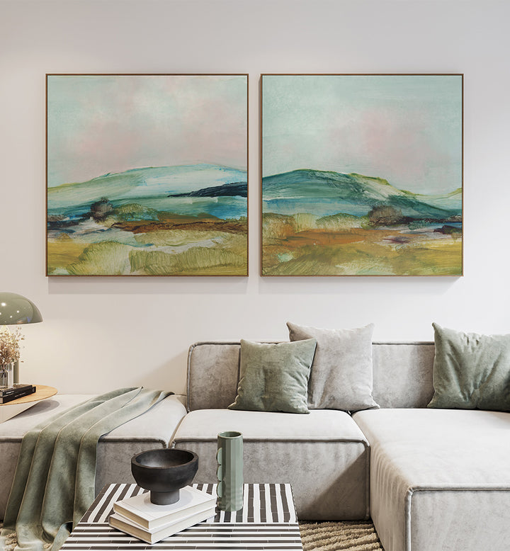 COUNTRY HILLS SET , SET OF 2 PAINTINGS