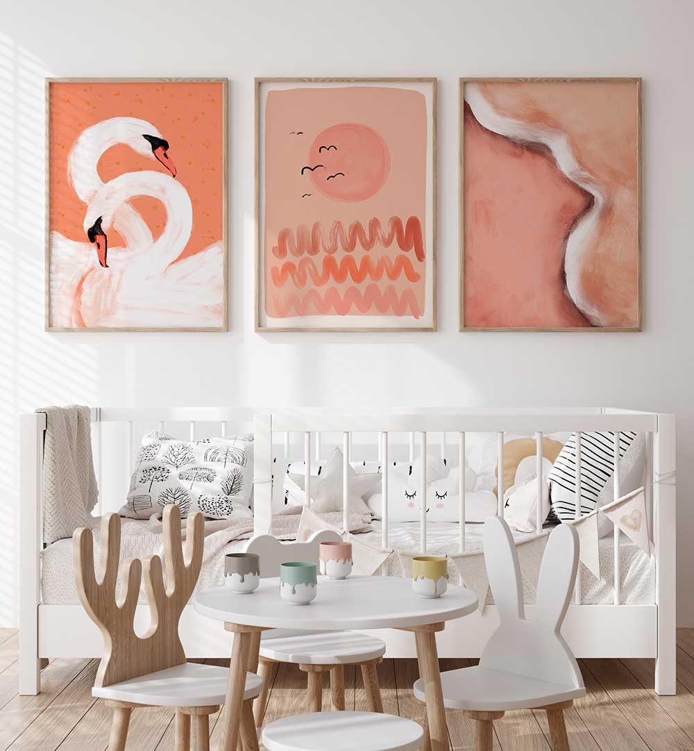 PEACH SERENITY , SET OF 3 PAINTINGS