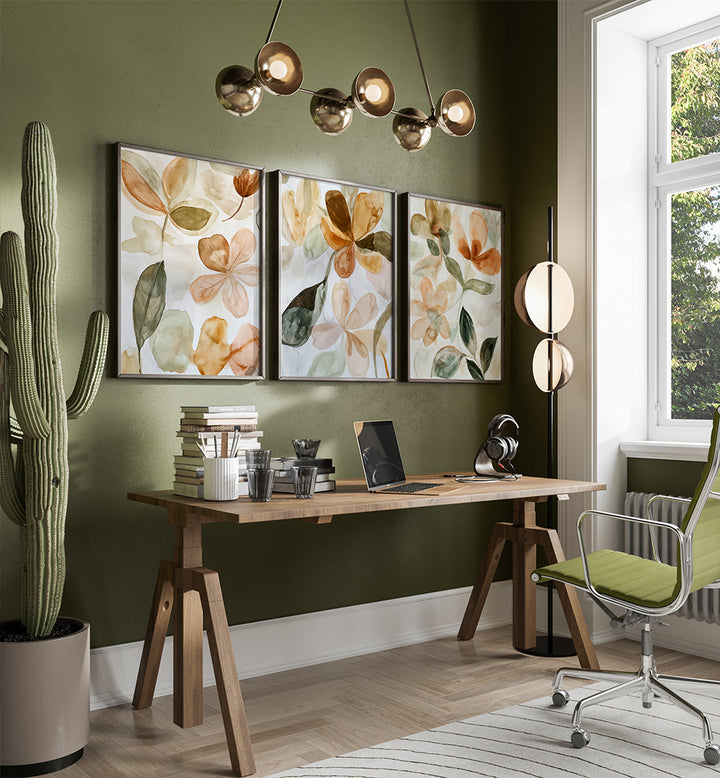 EARTHY NEUTRALS , SET OF 3 PAINTINGS