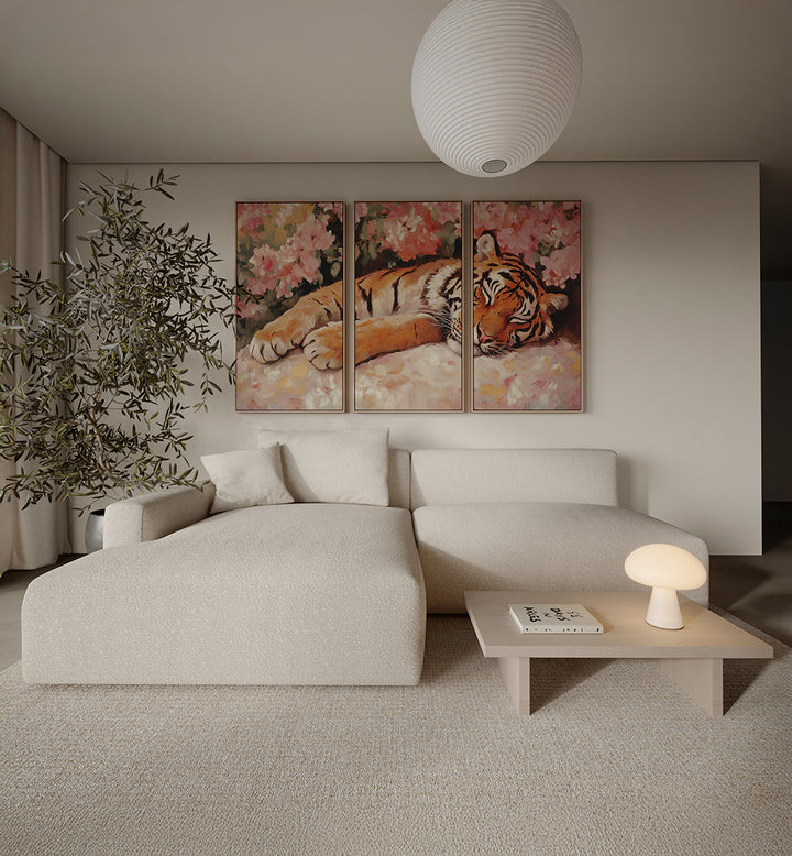 RESTING MAJESTY , SET OF 3 PAINTINGS