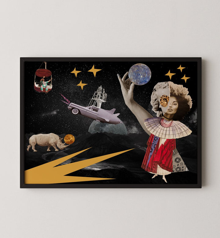 Colorful COLLAGE GALLERY WALL showcasing vibrant surreal imagery, perfect for modern GALLERY WALLS & SETS. Ideal for creative spaces.