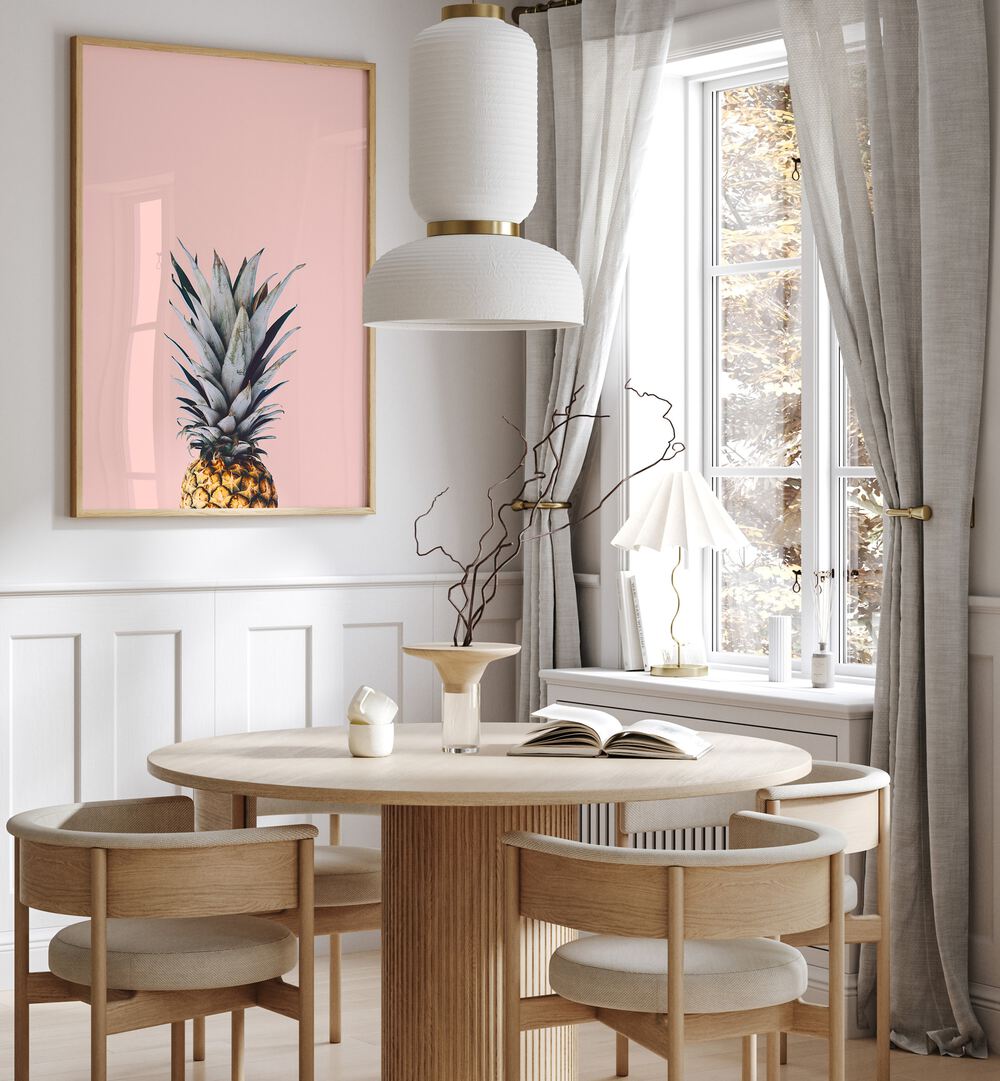 Stylish interior featuring PINEAPPLE II, KITCHEN POSTERS, enhancing the dining space with vibrant decor.