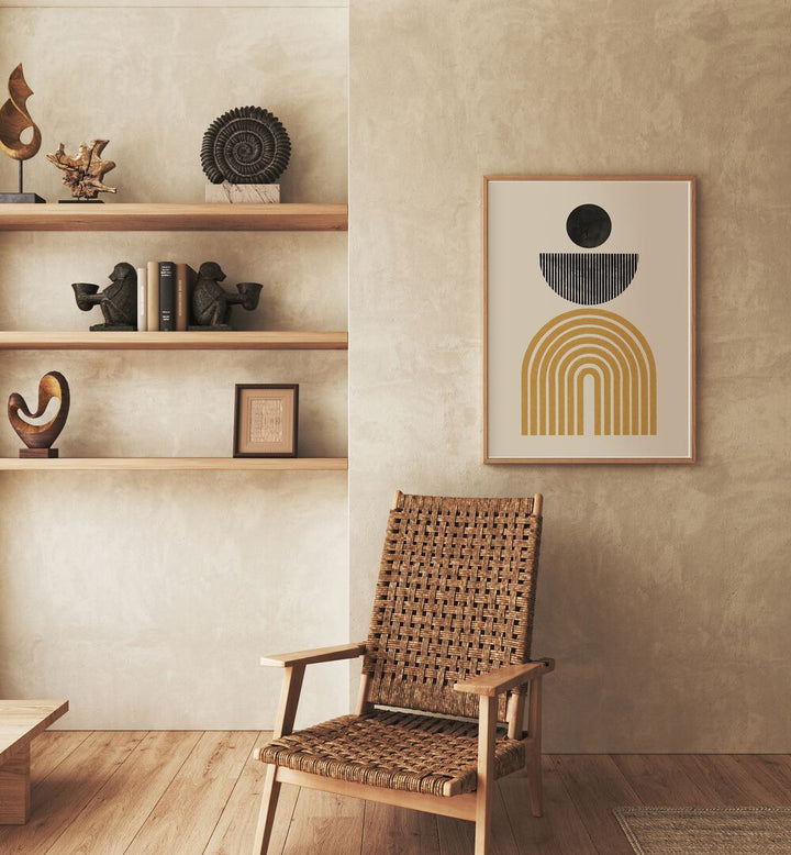 Midcentury Composition, Boho Art Paintings by The Miuus Studio, enhancing modern interiors with elegant design.