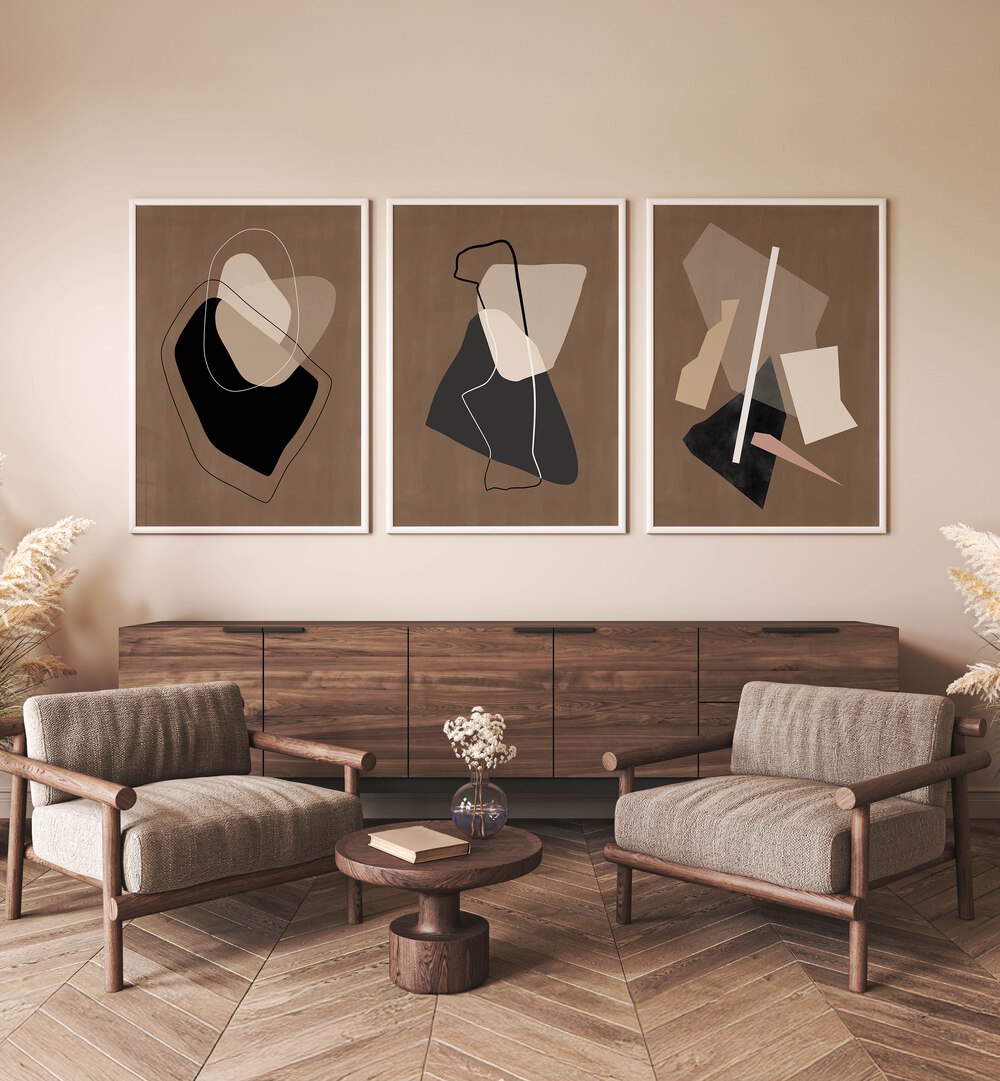 NOCTURNE SHAPES SET , SET OF 3 PAINTINGS