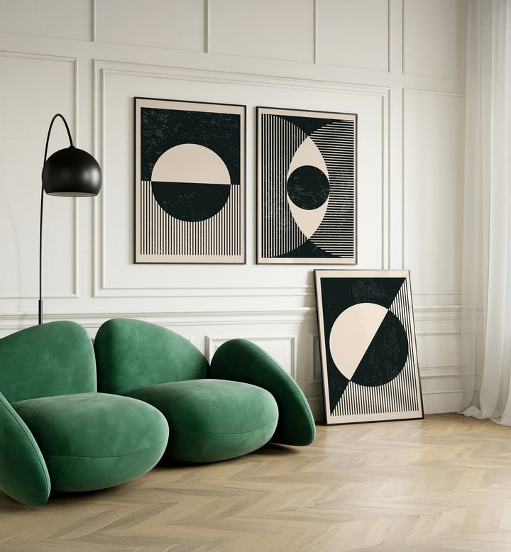 BLACK AND WHITE PLANETS SET , SET OF 3 PAINTINGS