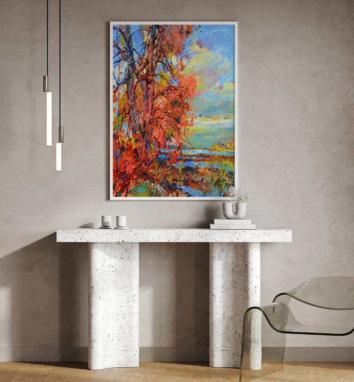 Vibrant AUTUMN, LANDSCAPE PAINTINGS showcase fall's rich hues, perfect for elevating your home decor style.