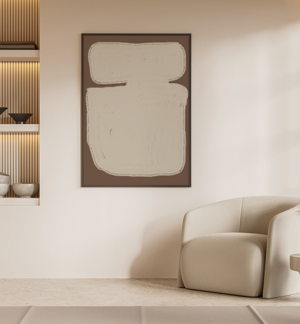 Stylish MODERN SHAPE VASE paired with ABSTRACT PAINTINGS elevates decor in any room by The Miuus Studio.