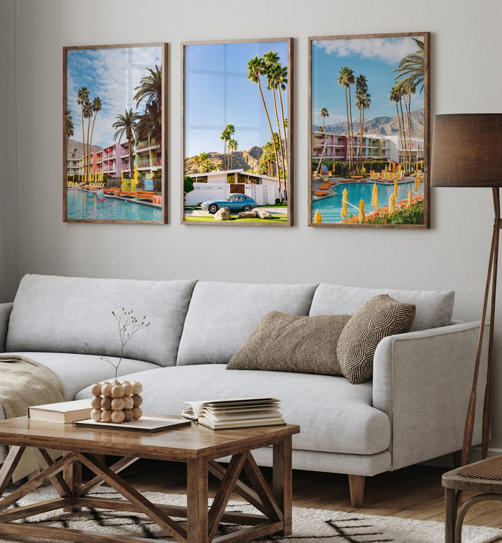 PALM SPRINGS PARADISE SET, SET OF 3 PAINTINGS