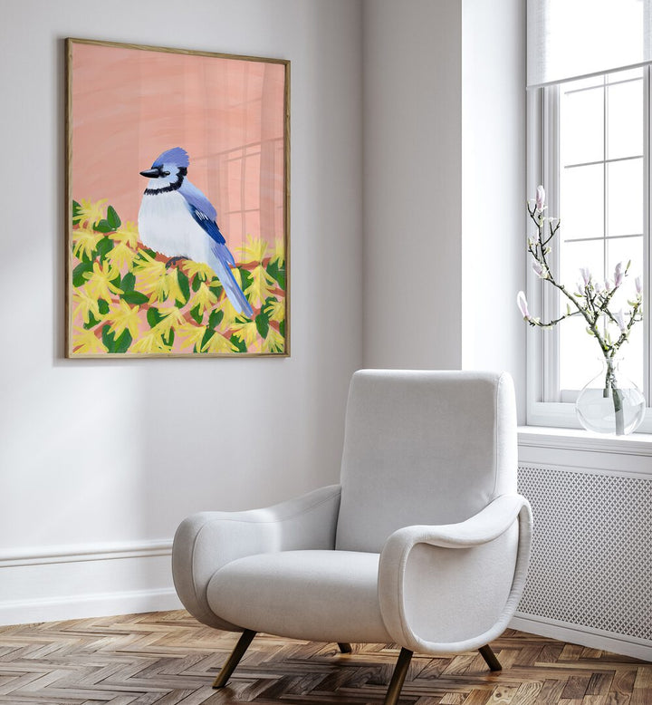 BLUE JAY BIRD , WILDLIFE PAINTINGS , WILDLIFE POSTERS