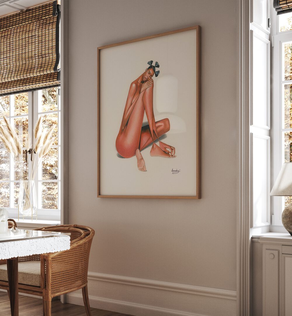 Elegant BLACKDIAMOND(PEACE) , AFRICAN ART PAINTINGS adorn a stylish room, blending tranquility with modern decor.