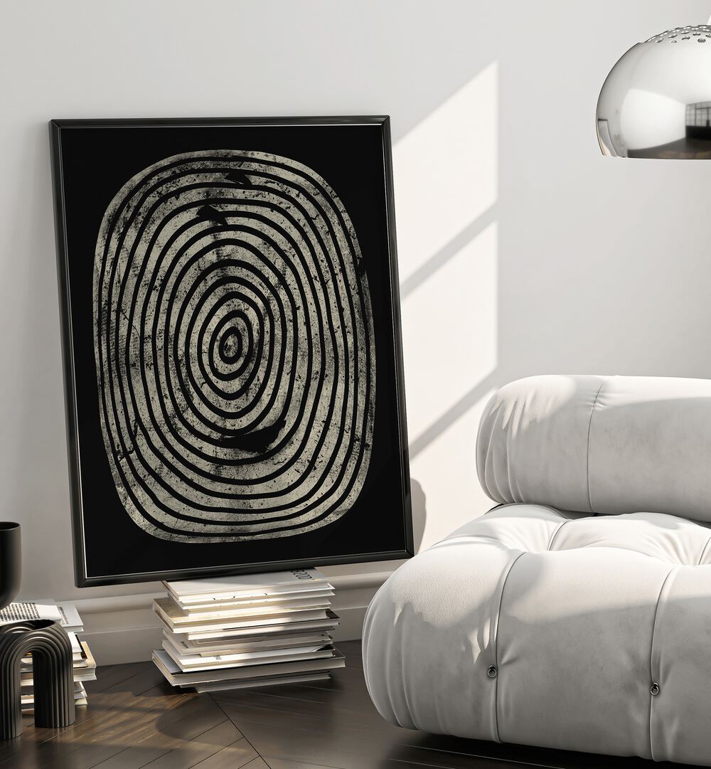 Stylish BLACK OASIS ABSTRACTION, GEOMETRIC ART PRINTS, enhancing modern interiors with bold, contemporary design.