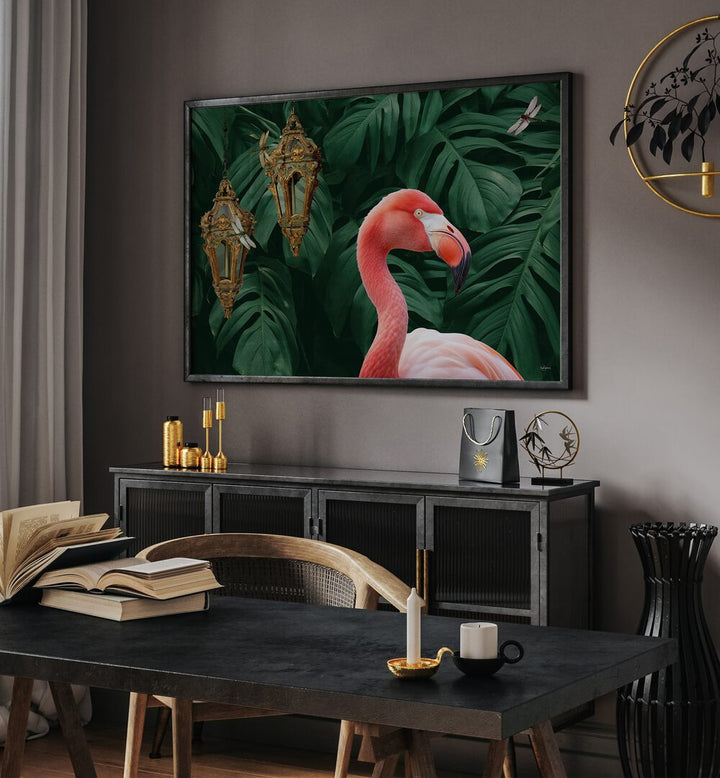 FLAMINGO A DRAGONFLIES   , WILDLIFE POSTERS , WILDLIFE PAINTINGS