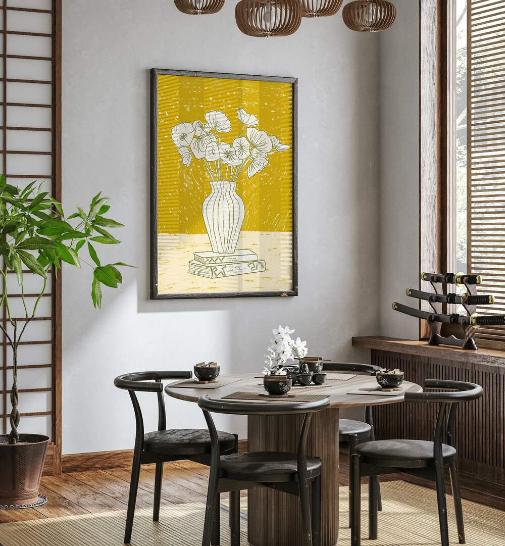 Stylish interior featuring the BEAUTY OF YELLOW, FASHION POSTERS, enhancing elegance and vibrancy in the space.