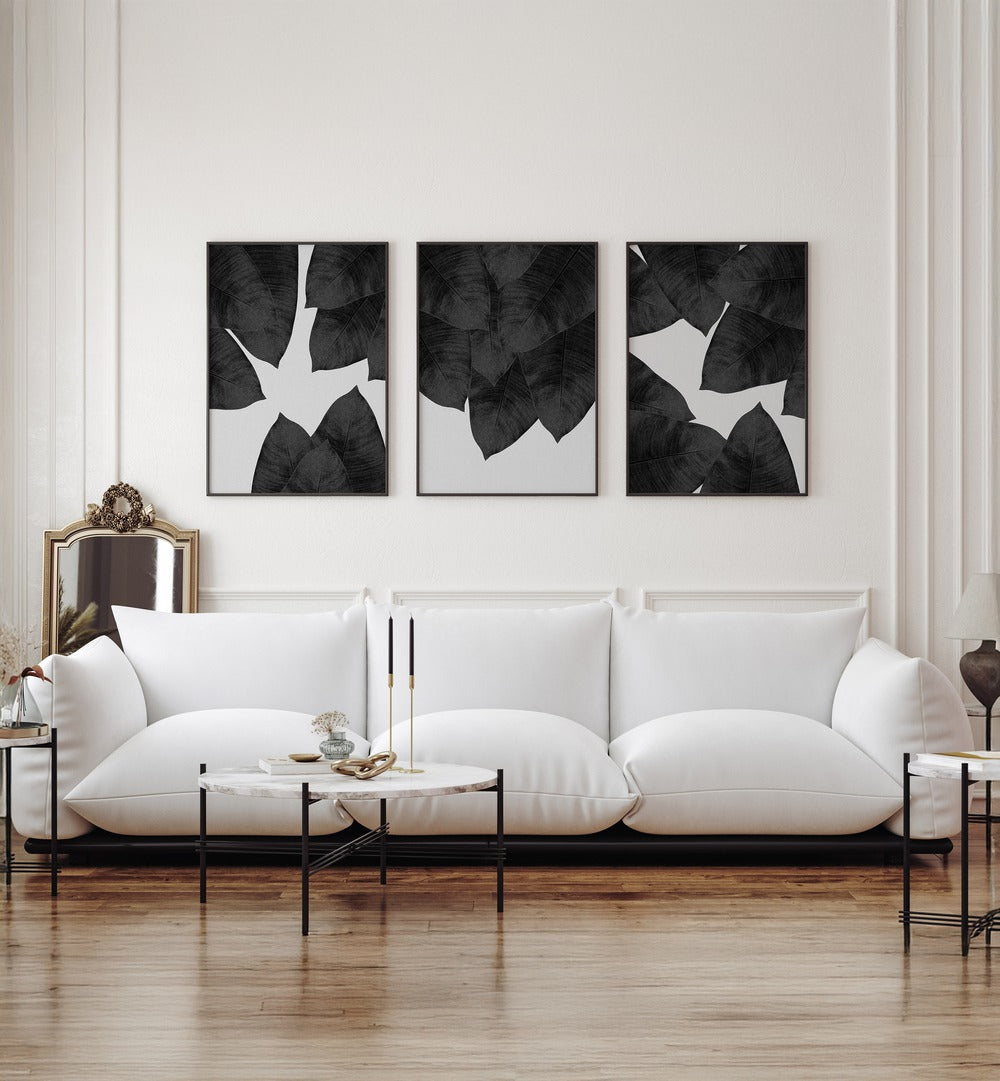 BLACK AND WHITE HARMONY COLLECTION SET , SET OF 3 PAINTINGS