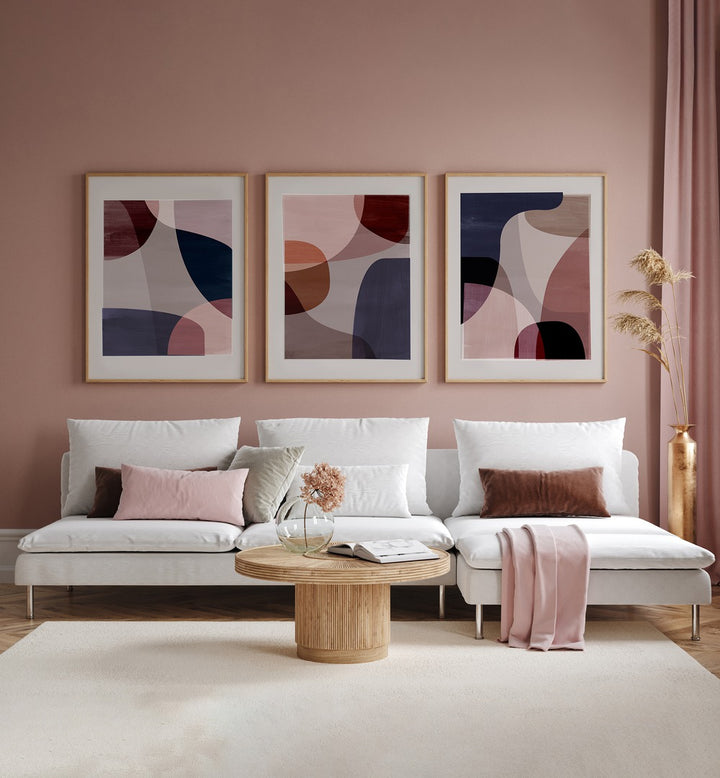 ABSTRACT HARMONY SET, SET OF 3 PAINTINGS