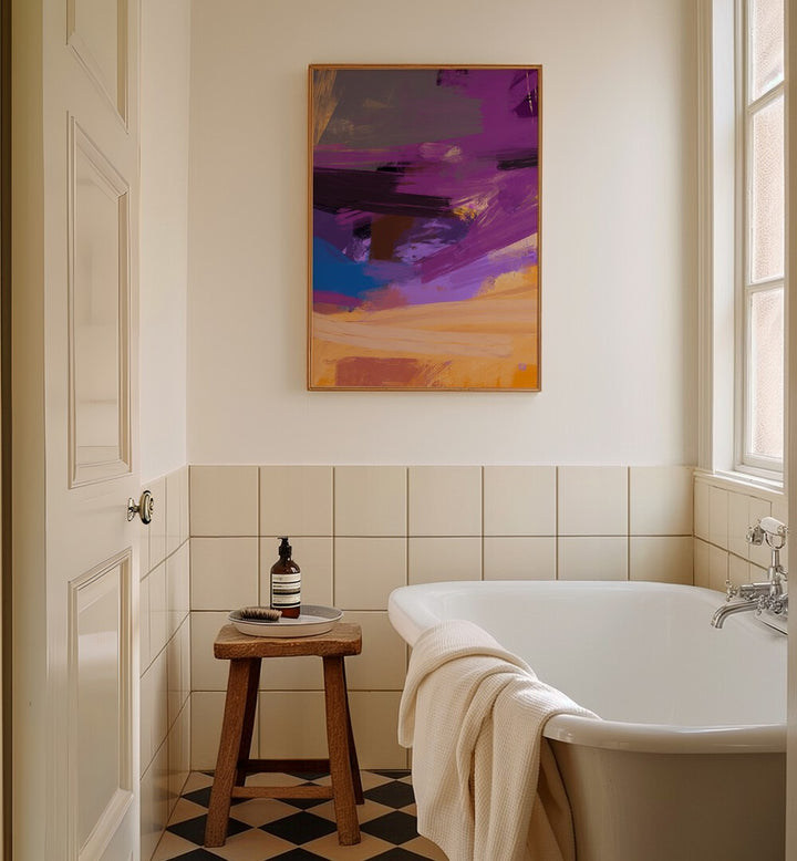Vibrant ABSTRACTION WITH DRAMATIC SKY II, ABSTRACT PAINTINGS enhances any space with its captivating colors and expression.