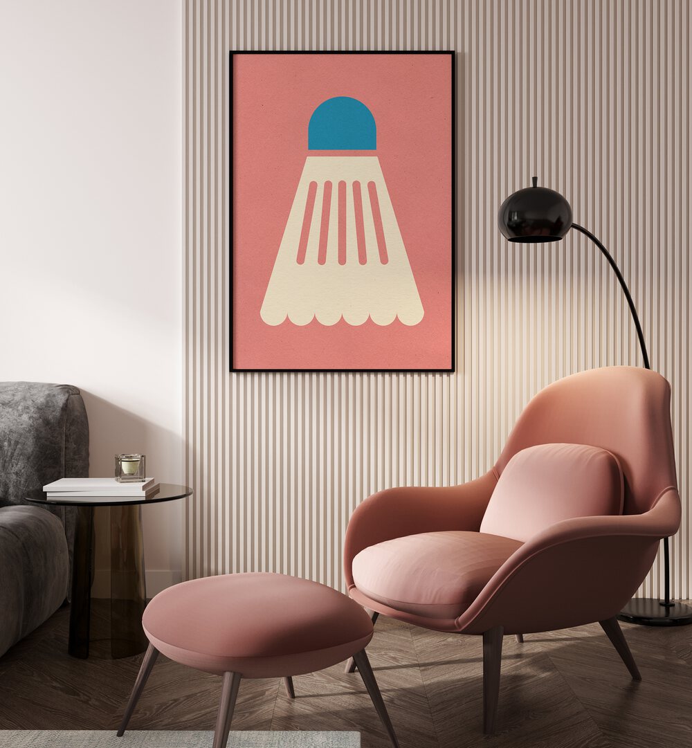 Stylish BADMINTIN WHITE BLUE sports poster, perfect for badminton enthusiasts and modern decor lovers.