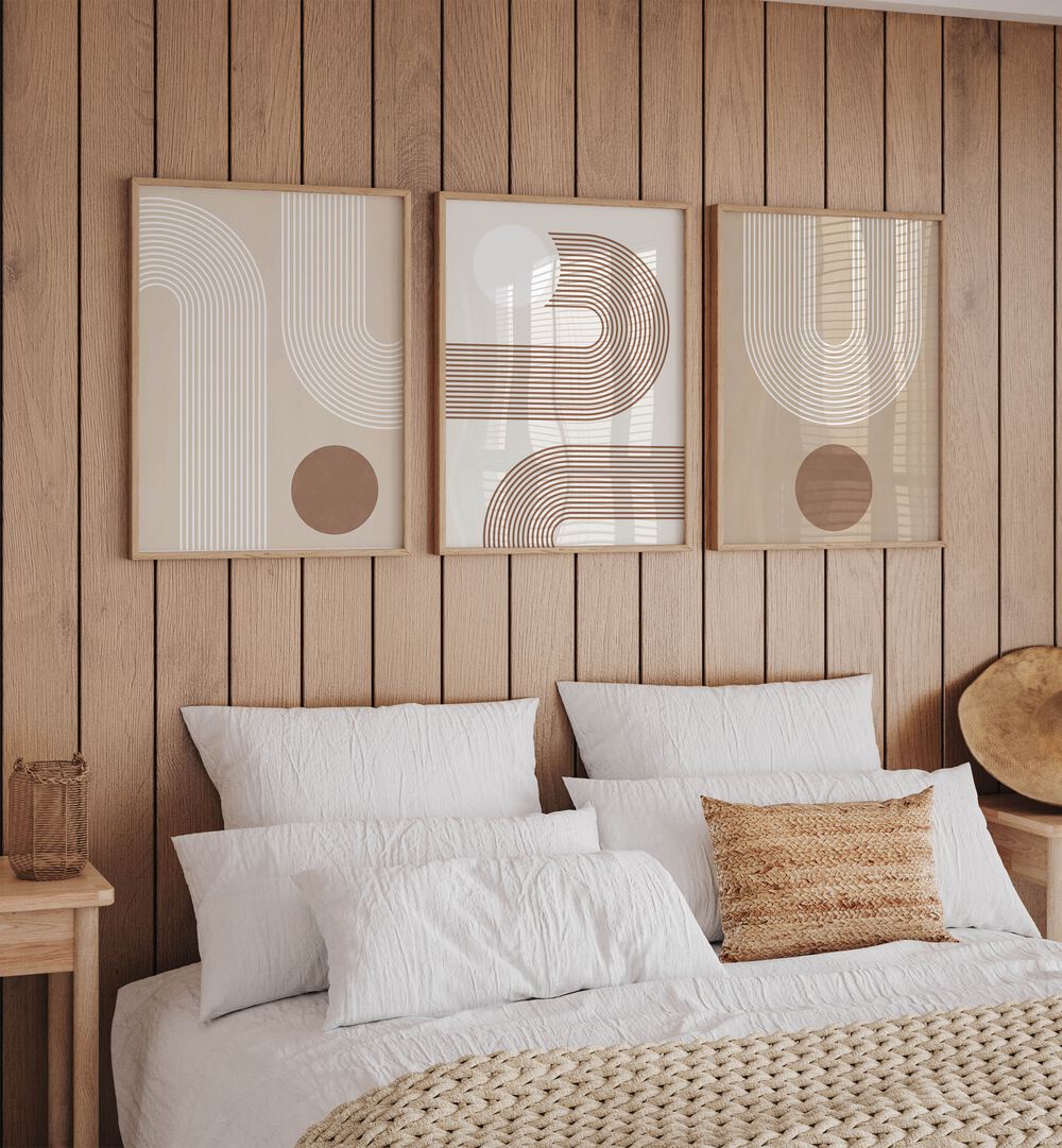 Elevate your decor with the ETHEREAL CURVES SET, SET OF 3 PAINTINGS, showcasing elegant abstract curves.