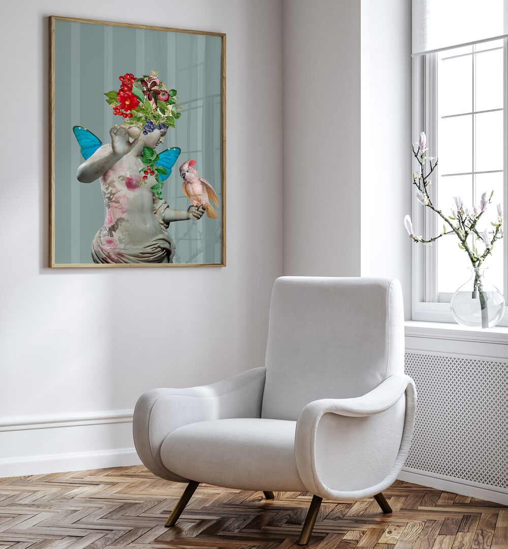 Stunning DELICATE WOMEN VII, ALTERED ART PRINTS by Andrea Haase, showcasing femininity and resilience in a vibrant design.