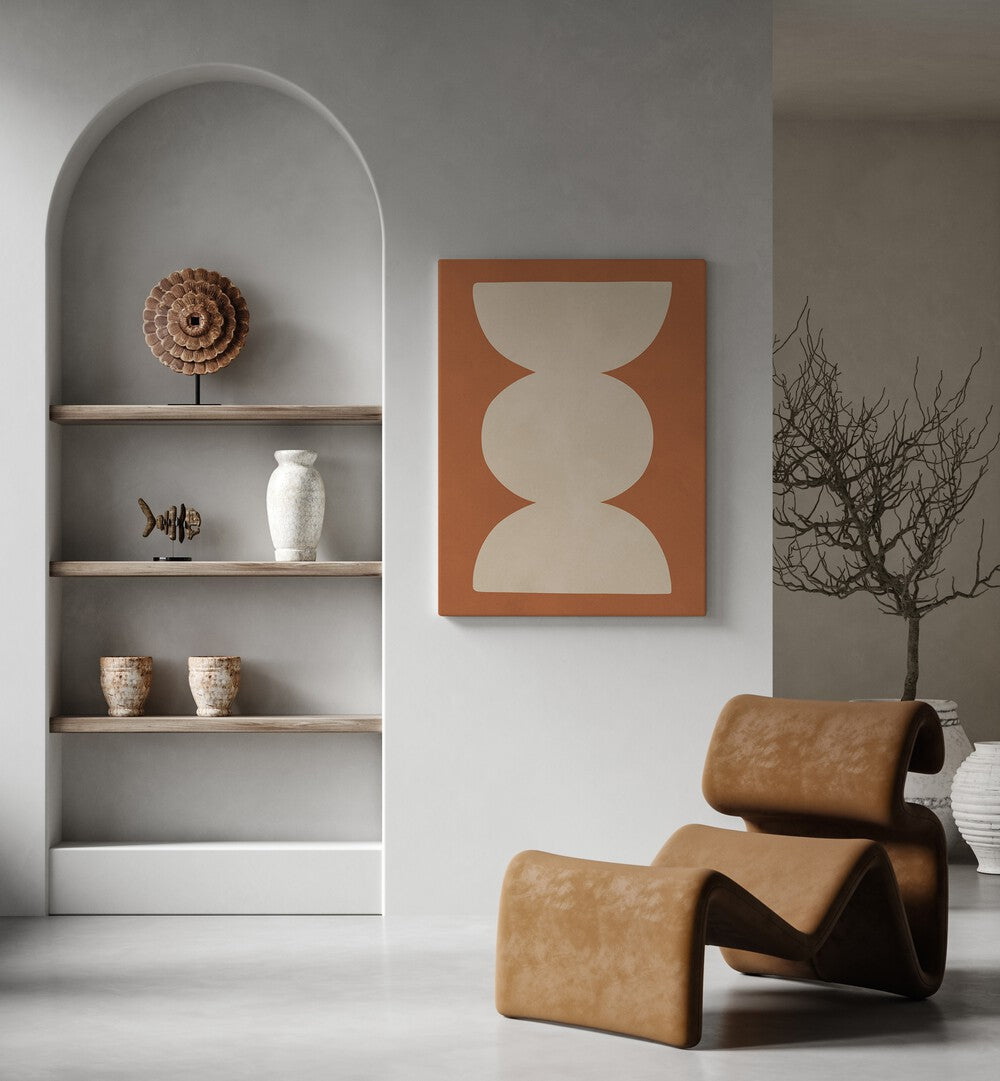 Modern living room showcasing TRIBAL SHAPES XV, GEOMETRIC ART PRINTS, enhancing contemporary decor with tribal elegance.